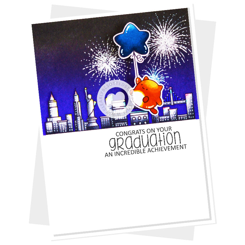 Clearly Besotted Rise To The Occasion Clear Stamps fireworks graduation card
