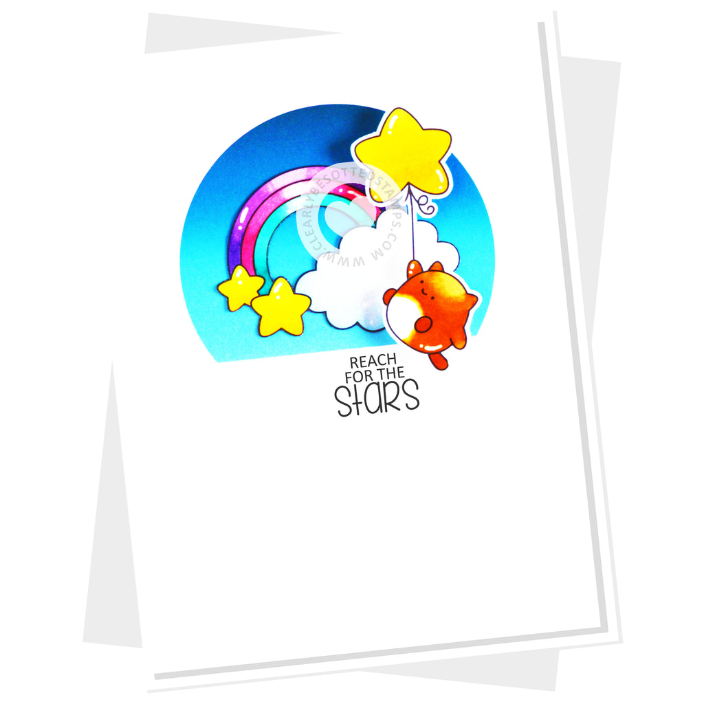 Clearly Besotted Rise To The Occasion Clear Stamps rainbow stars card