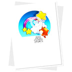 Clearly Besotted Rise To The Occasion Clear Stamps rainbow stars card