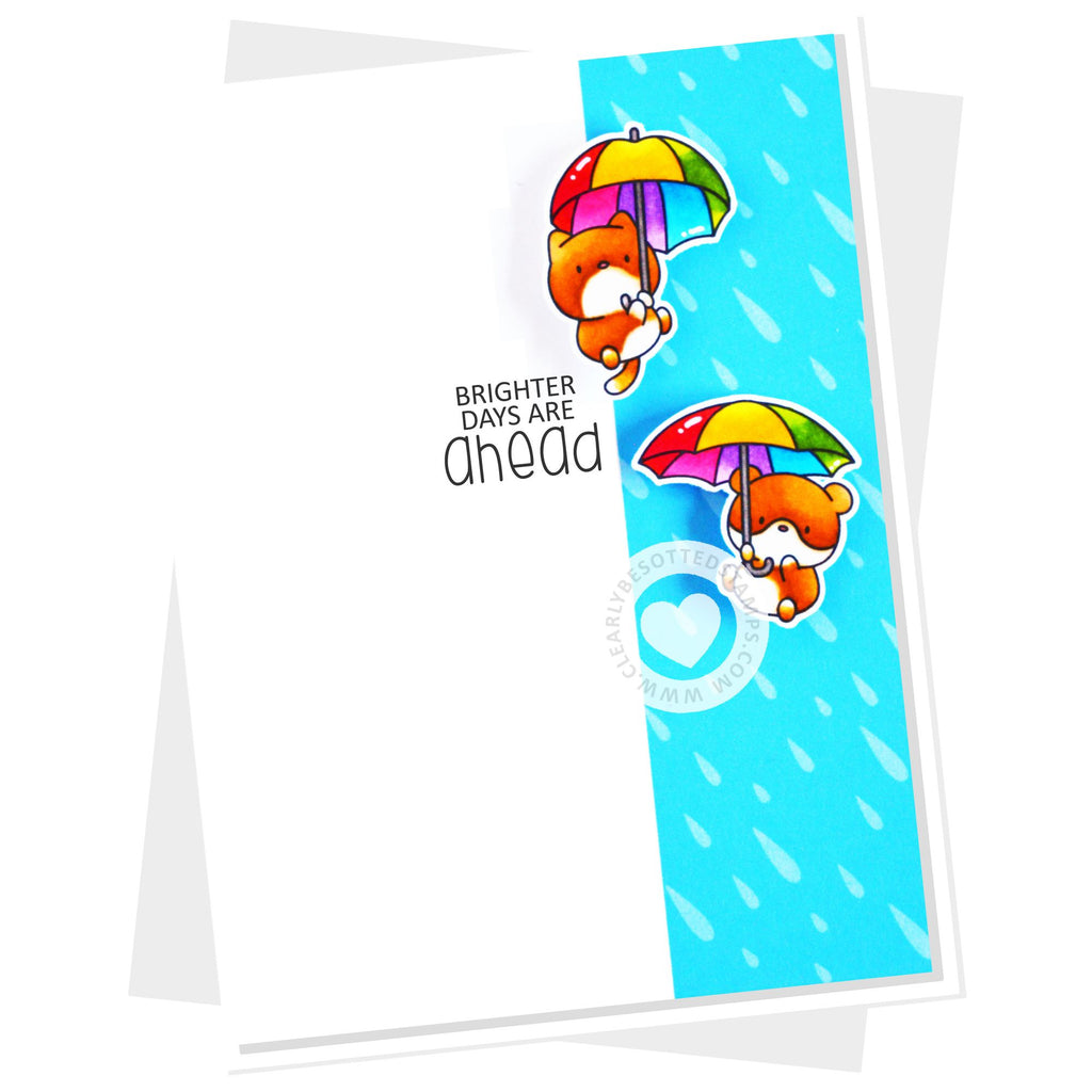 Clearly Besotted Scattered Showers Stencil brighter days are ahead card