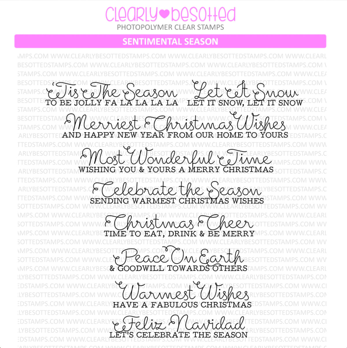 Clearly Besotted Sentimental Season Clear Stamps