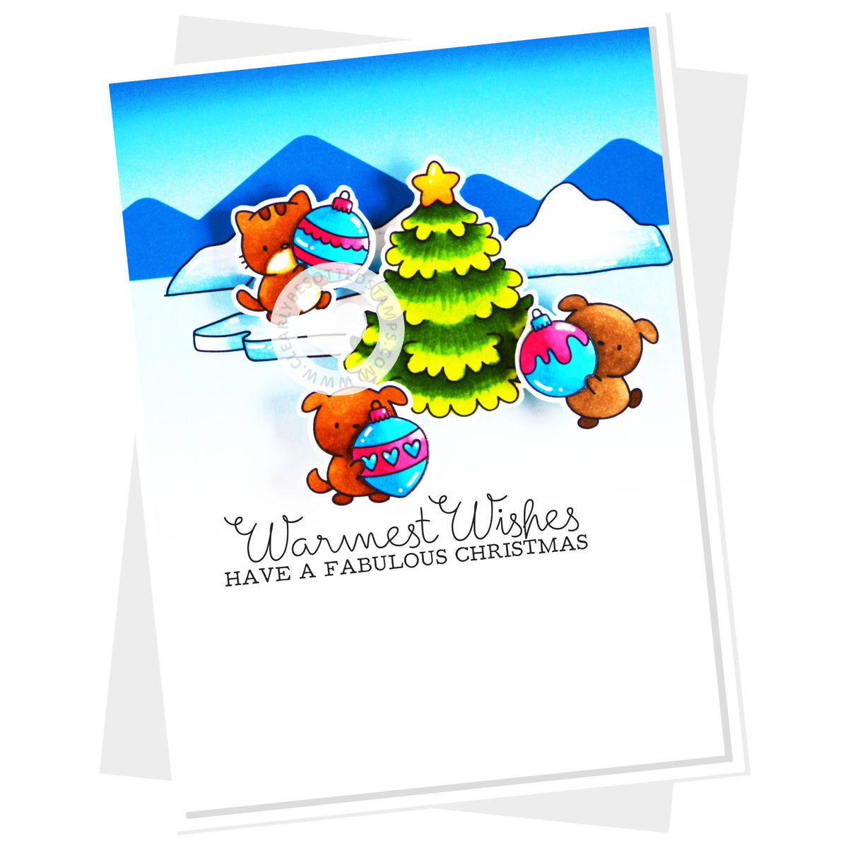 Clearly Besotted Sentimental Season Clear Stamps warmest wishes card