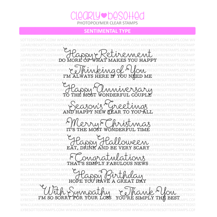 Clearly Besotted Sentimental Type Clear Stamps