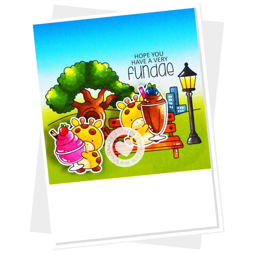 Clearly Besotted Shake It Off Sundae Clear Stamps giraffes in the park