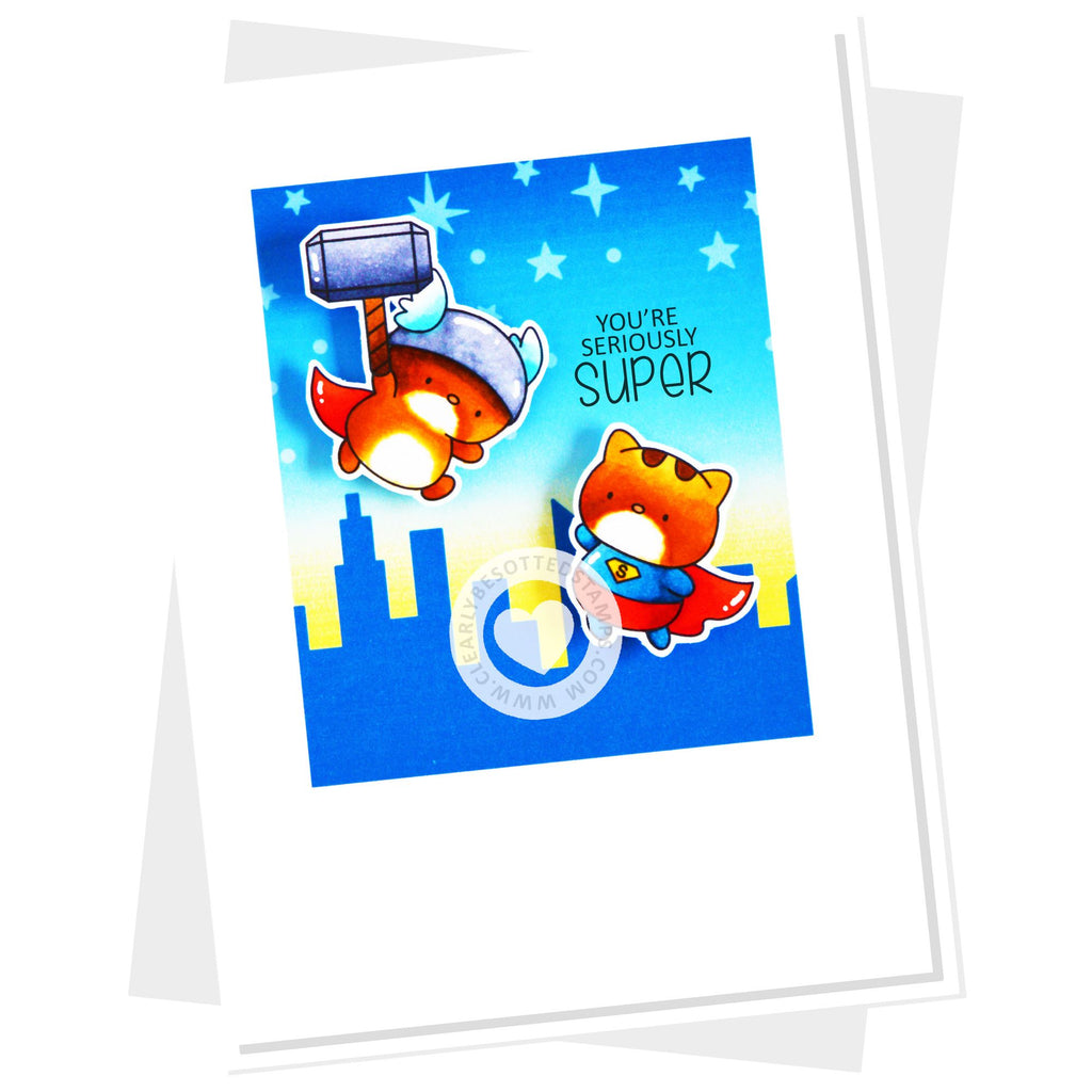 Clearly Besotted Skyline Silhouettes Stencil your seriously super card