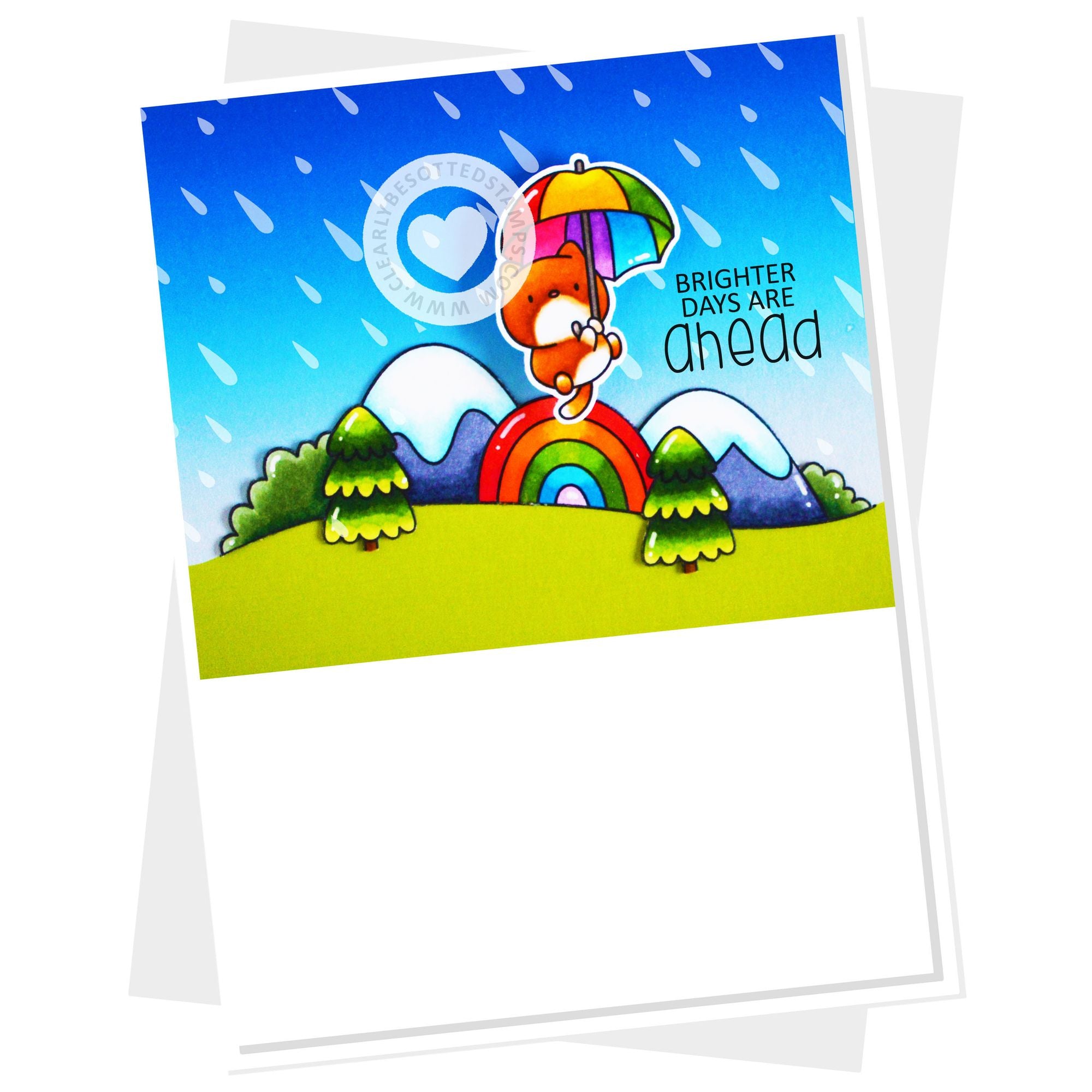Clearly Besotted Small Showers Clear Stamps rainbow umbrella