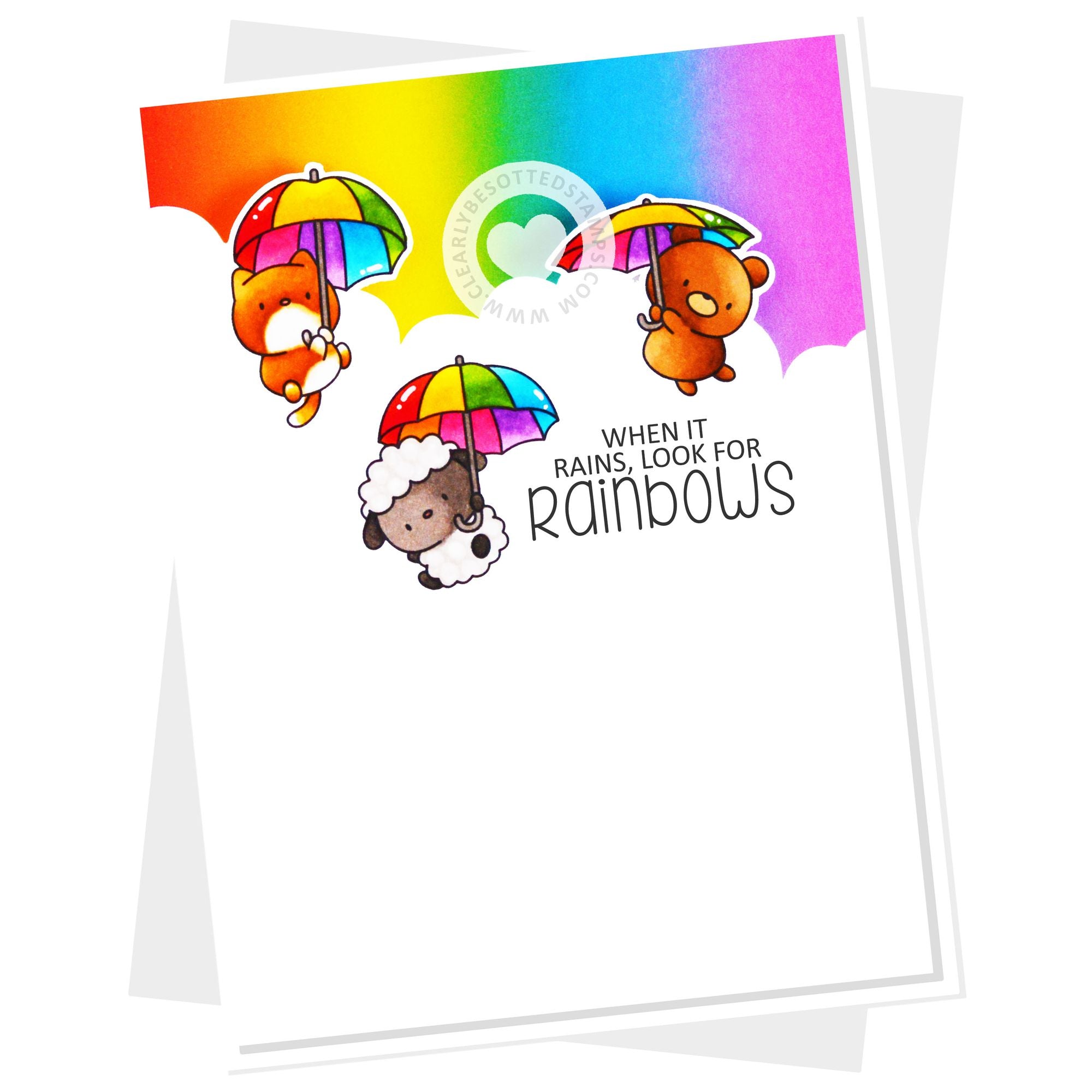 Clearly Besotted Small Showers Clear Stamps rainbows