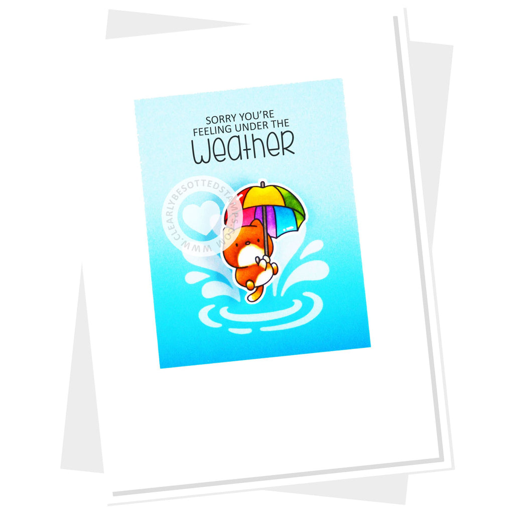 Clearly Besotted Small Splashes Stencil rainbow umbrella