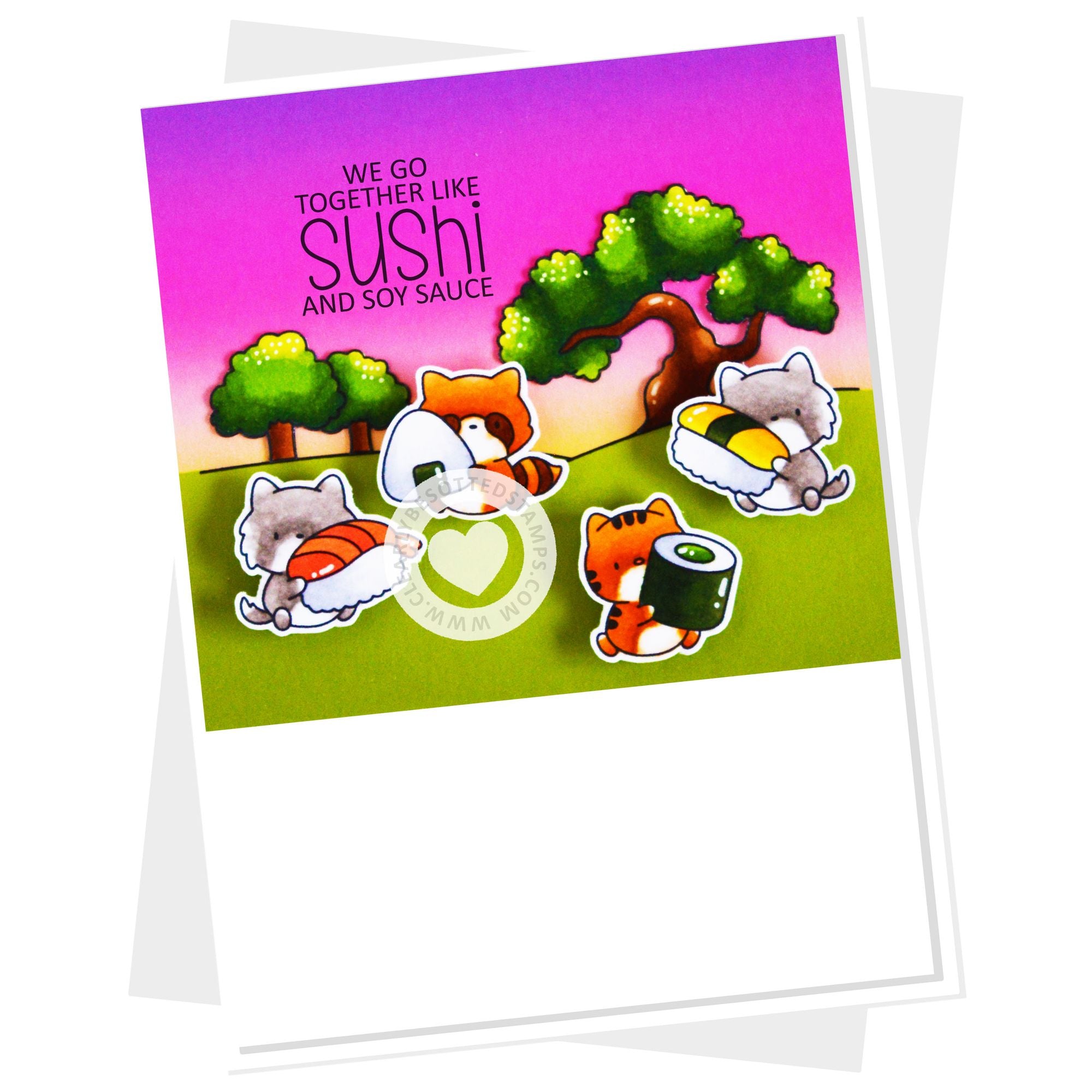 Clearly Besotted Small Sushi Clear Stamps green trees