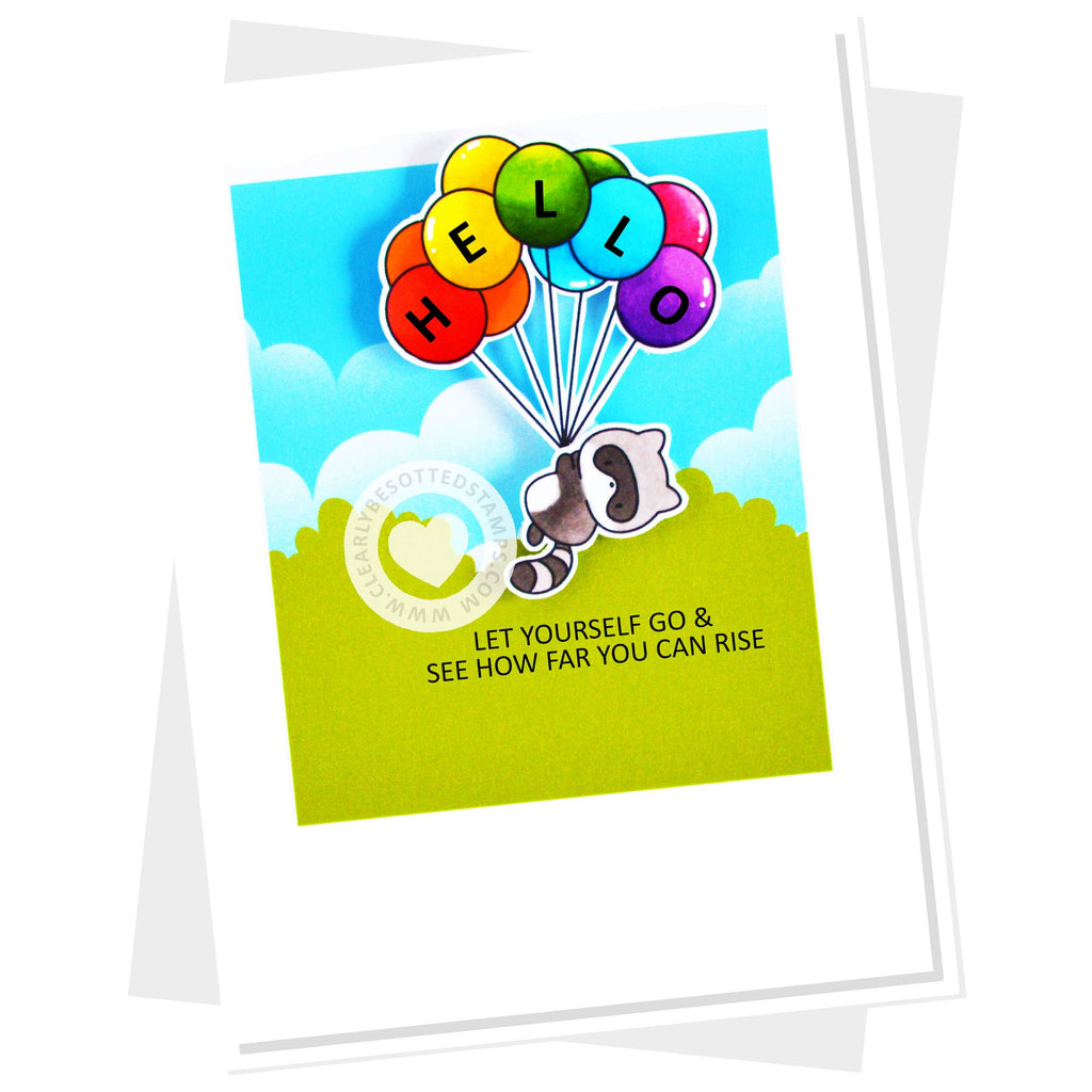 Clearly Besotted Speaking Up Clear Stamps rainbow balloons
