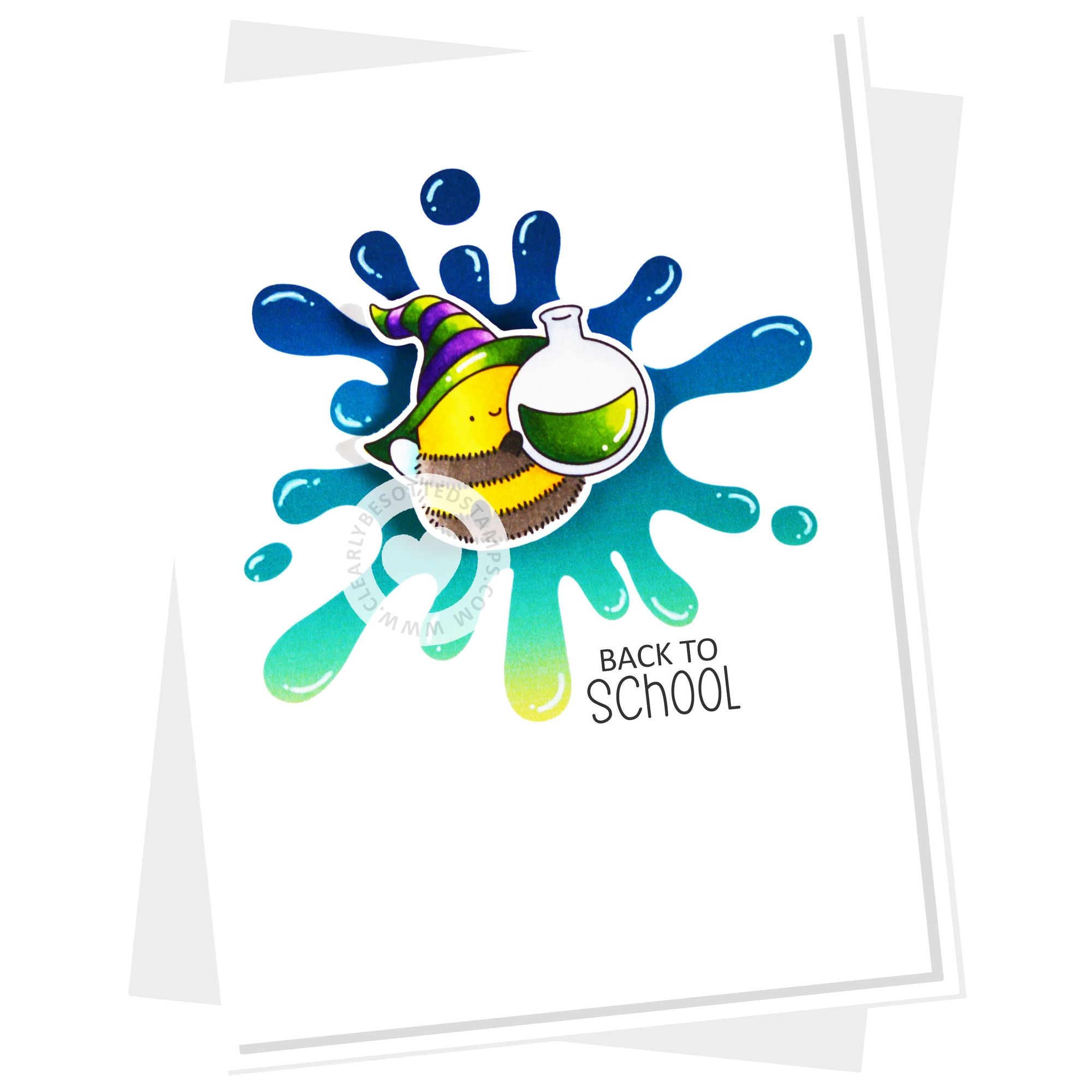 Clearly Besotted Splitter Splatter Stencil cute bee card