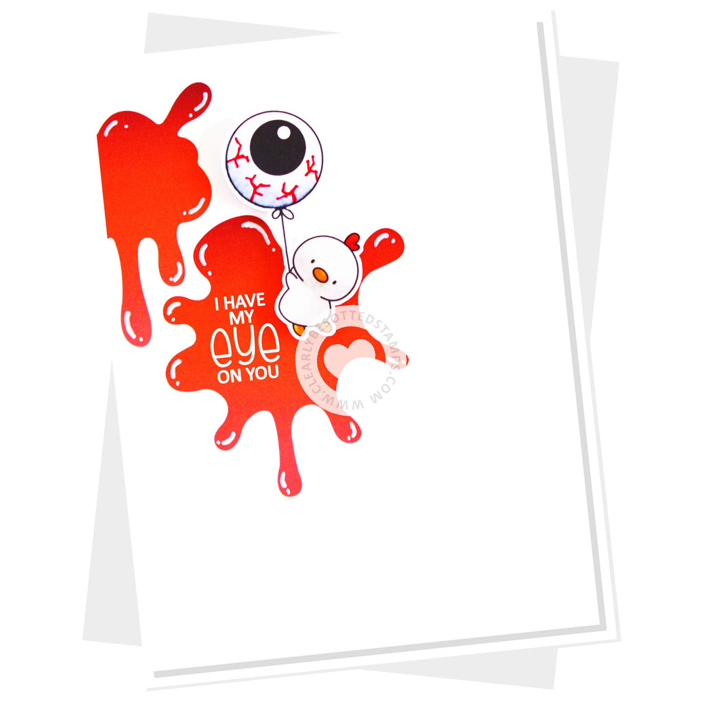 Clearly Besotted Splitter Splatter Stencil eyeball balloon card
