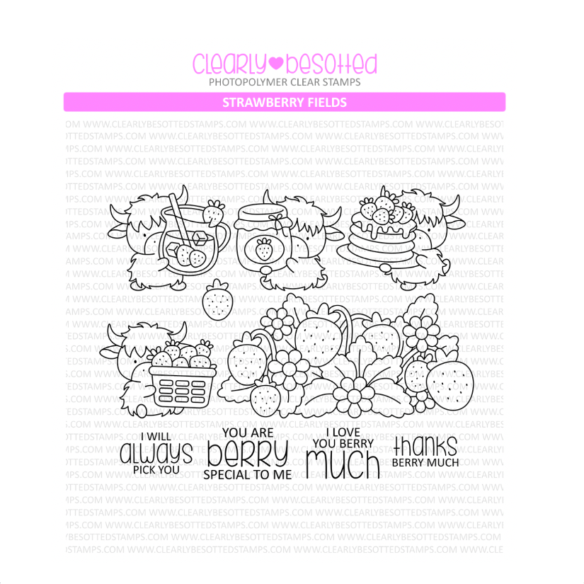 Clearly Besotted Strawberry Fields Clear Stamps