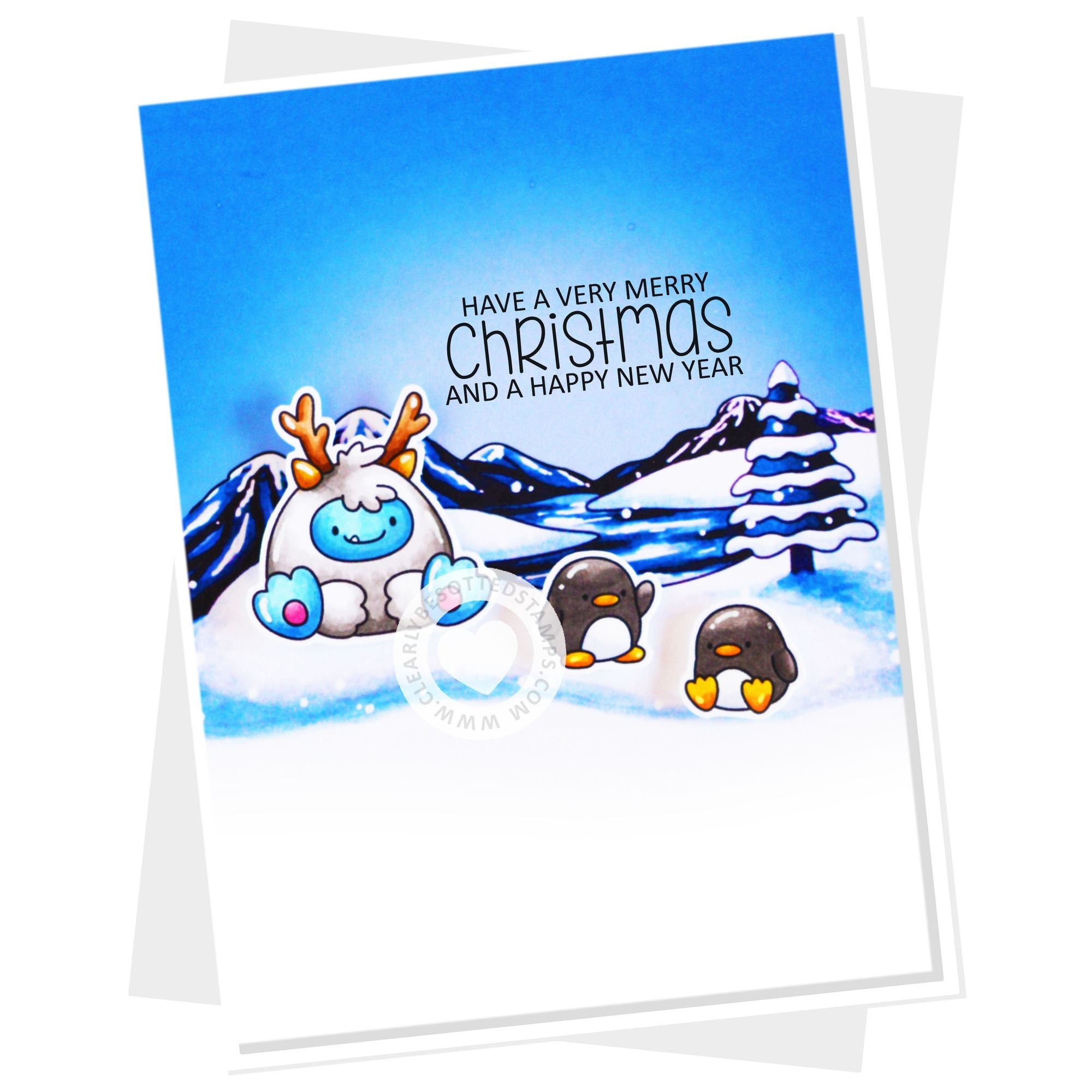 Clearly Besotted Super Sayings Clear Stamps merry christmas card