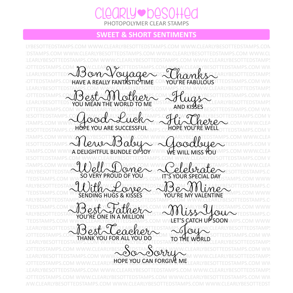 Clearly Besotted Sweet and Short Sentiments Clear Stamps