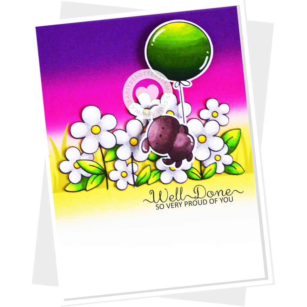 Clearly Besotted Sweet and Short Sentiments Clear Stamps balloon