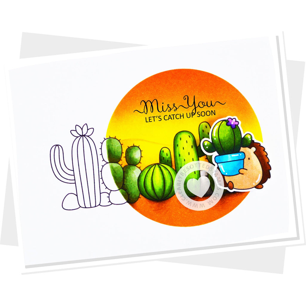 Clearly Besotted Sweet and Short Sentiments Clear Stamps cactus