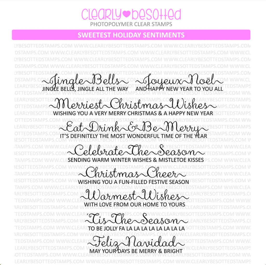Clearly Besotted Sweetest Holiday Sentiments Clear Stamps