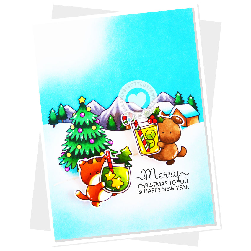 Clearly Besotted Sweetest Holiday Sentiments Clear Stamps christmas tree card