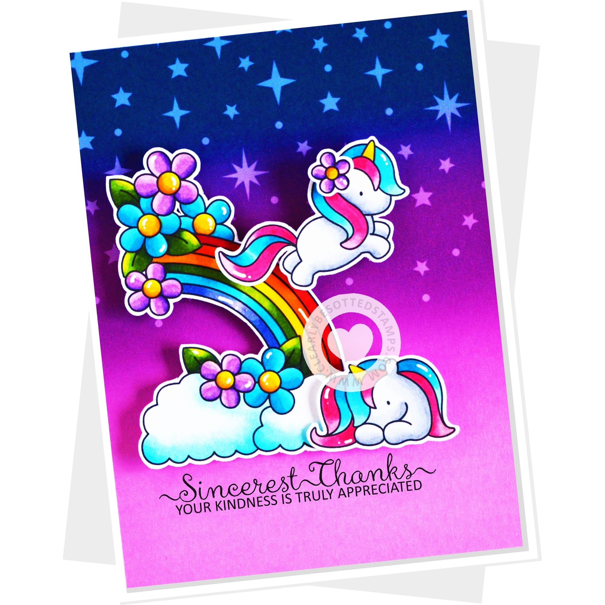 Clearly Besotted Sweetest Sentiments II Clear Stamps rainbow