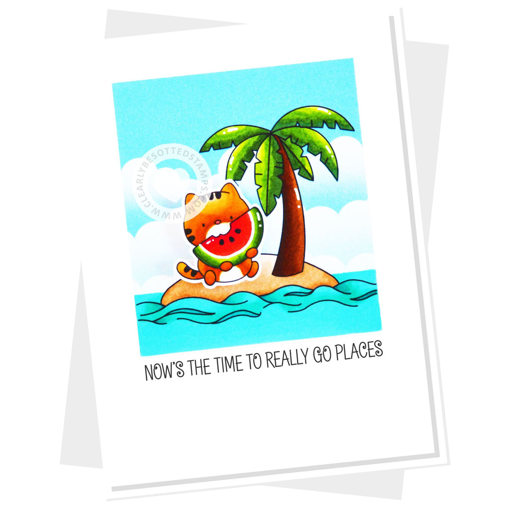 Clearly Besotted Thanks A Melon Clear Stamps tropical island