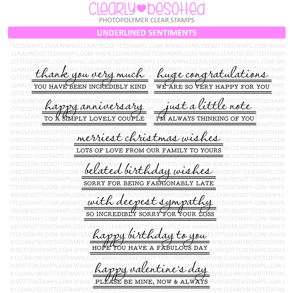 Clearly Besotted Underlined Sentiments Clear Stamps
