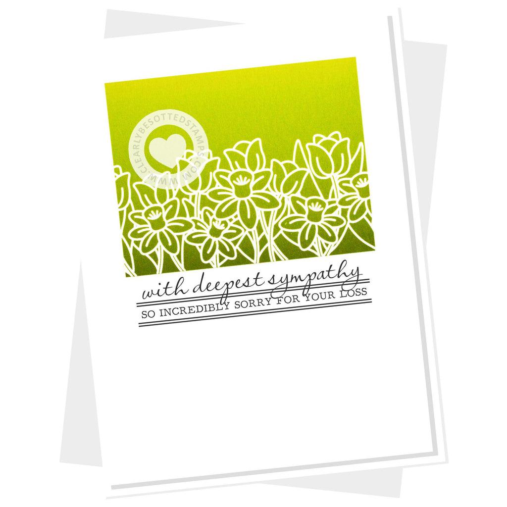 Clearly Besotted Underlined Sentiments Clear Stamps green background