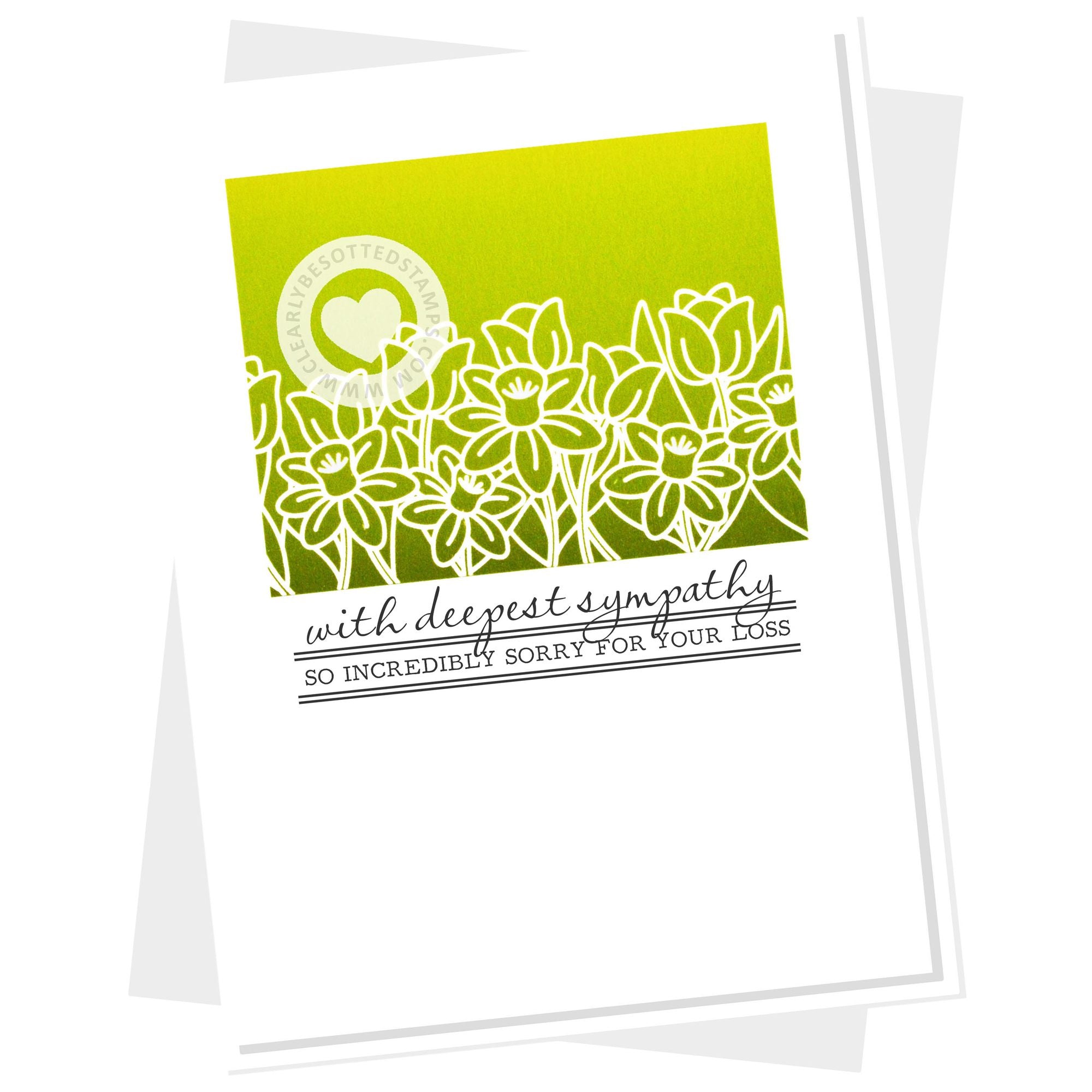 Clearly Besotted Underlined Sentiments Clear Stamps green background