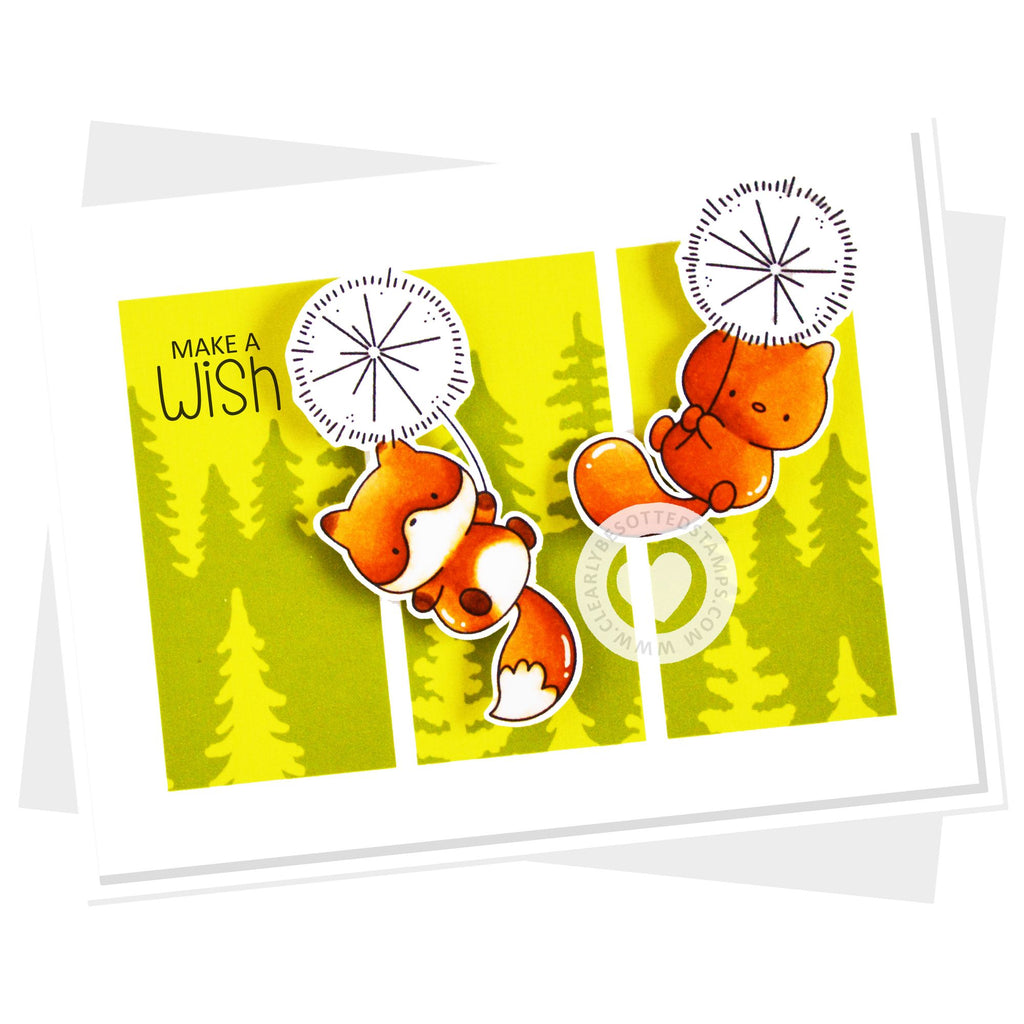 Clearly Besotted Wishing You Well Clear Stamps pine trees