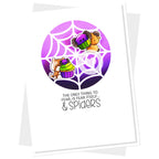 Clearly Besotted Woven Web Stencil purple spider cupcake card