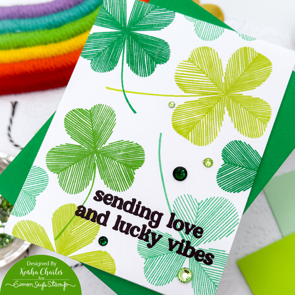 Simon Says Clear Stamps Sketched Clovers 2168msc To Be Loved St. Patrick's Day Card | color-code:ALT06
