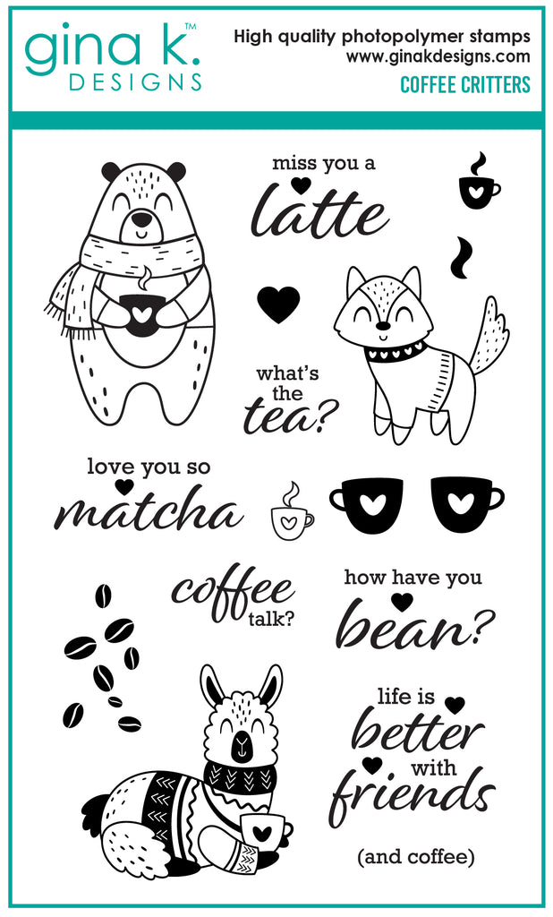 Gina K Designs Coffee Critters Clear Stamps