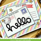 Colorful Striped Postcard Card with Word Hello