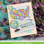 Colorful card with a map of the United States and 'you mean the world to me' text, surrounded by flowers.