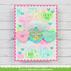 Colorful card with heart shapes and text GRL PWR girl power