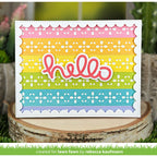 Colorful card with 'hello' text on a wooden stand
