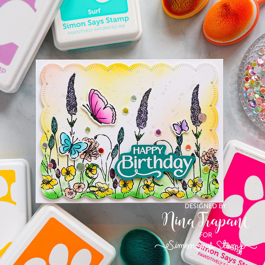 Simon Says Stamps Dies and Stencils Butterfly Blossoms set942bb Rain or Shine Birthday Card | color-code:ALT10