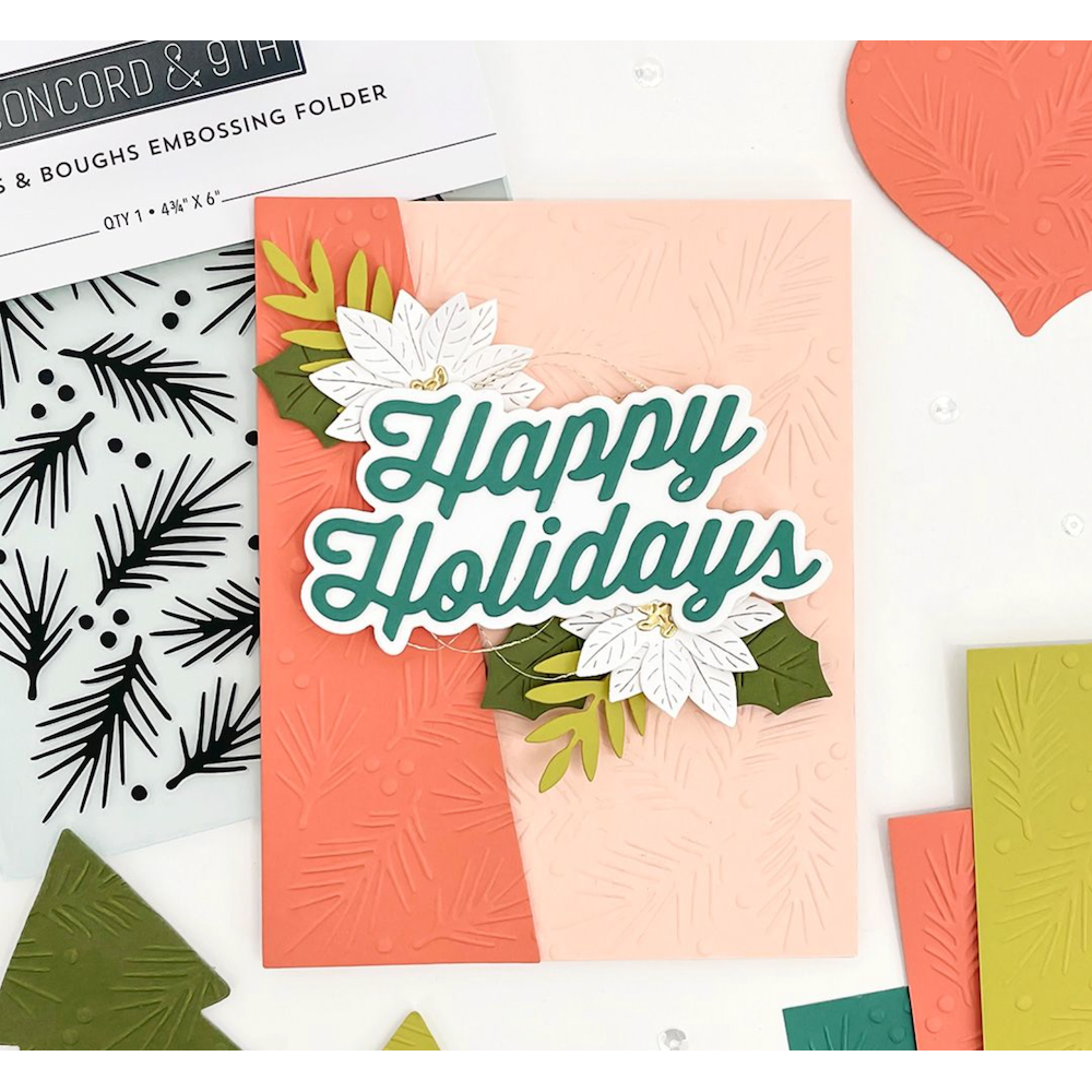 Concord & 9th Berries & Boughs Embossing Folder 12206 holidays