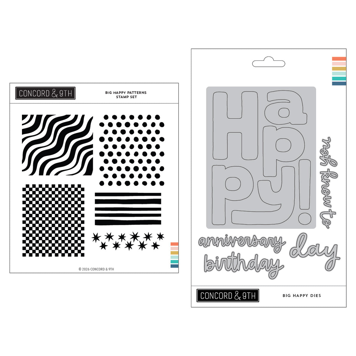 Concord & 9th Big Happy Patterns Stamps and Dies Bundle