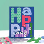 Concord & 9th Big Happy Patterns Stamps and Dies Bundle Happiness Card