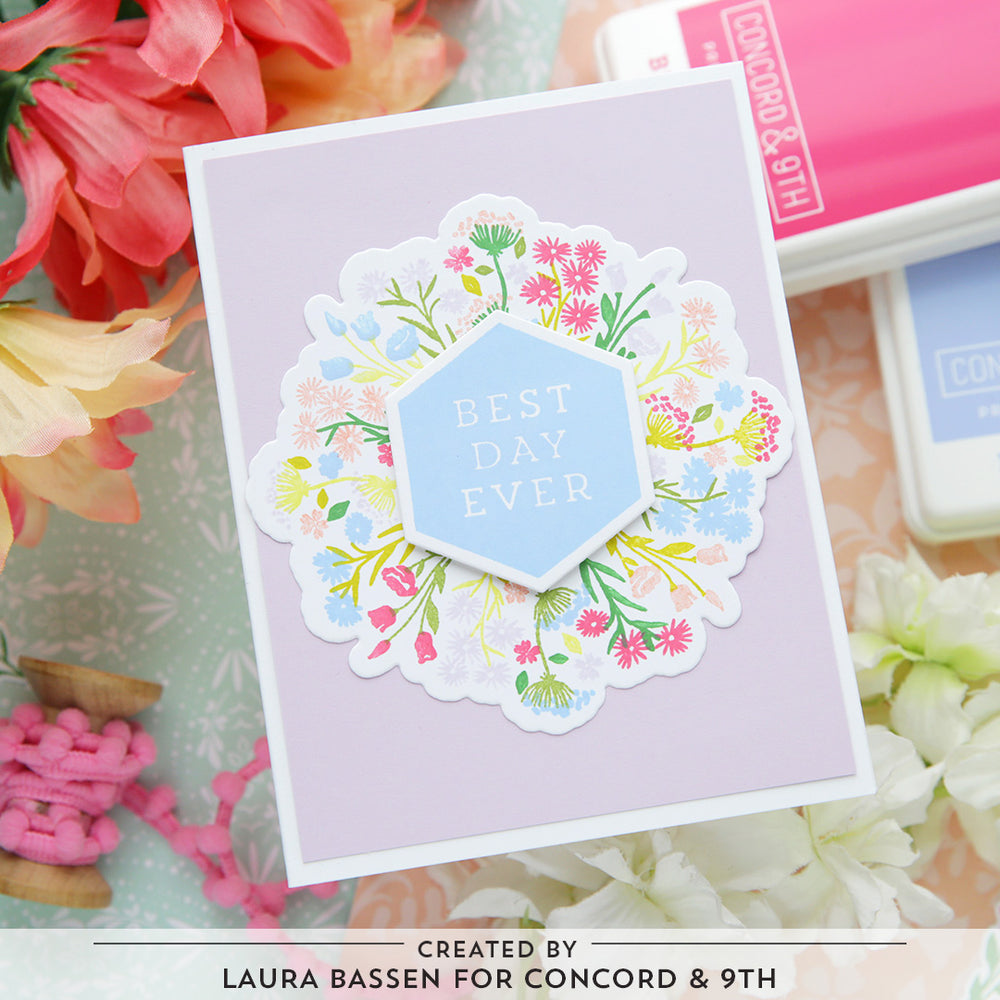 Concord & 9th Bouquet Turnabout Stamps and Dies Bundle Best Day Card