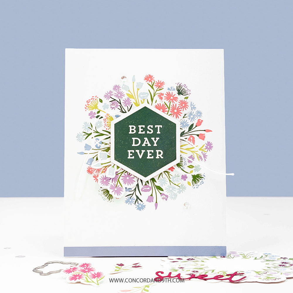 Concord & 9th Bouquet Turnabout Stamps and Dies Bundle Best Day Ever Card