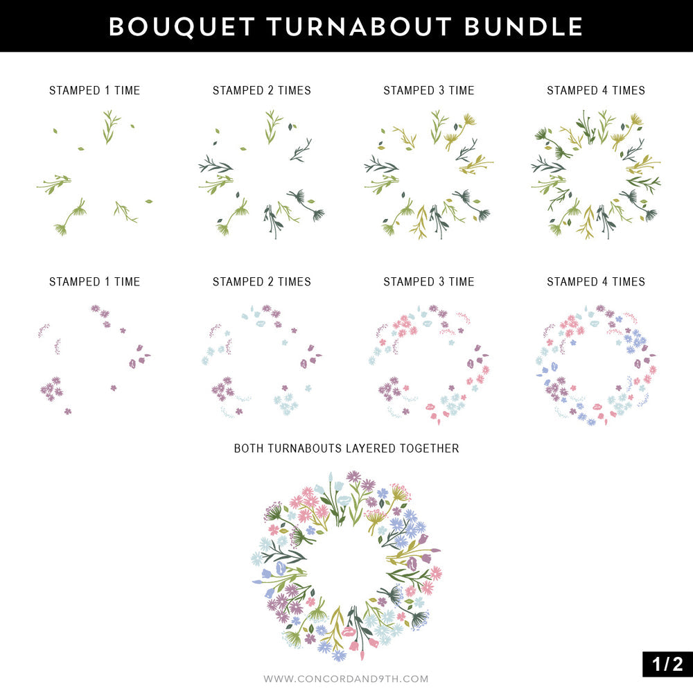 Concord & 9th Bouquet Turnabout Stamps and Dies Bundle Detailed View