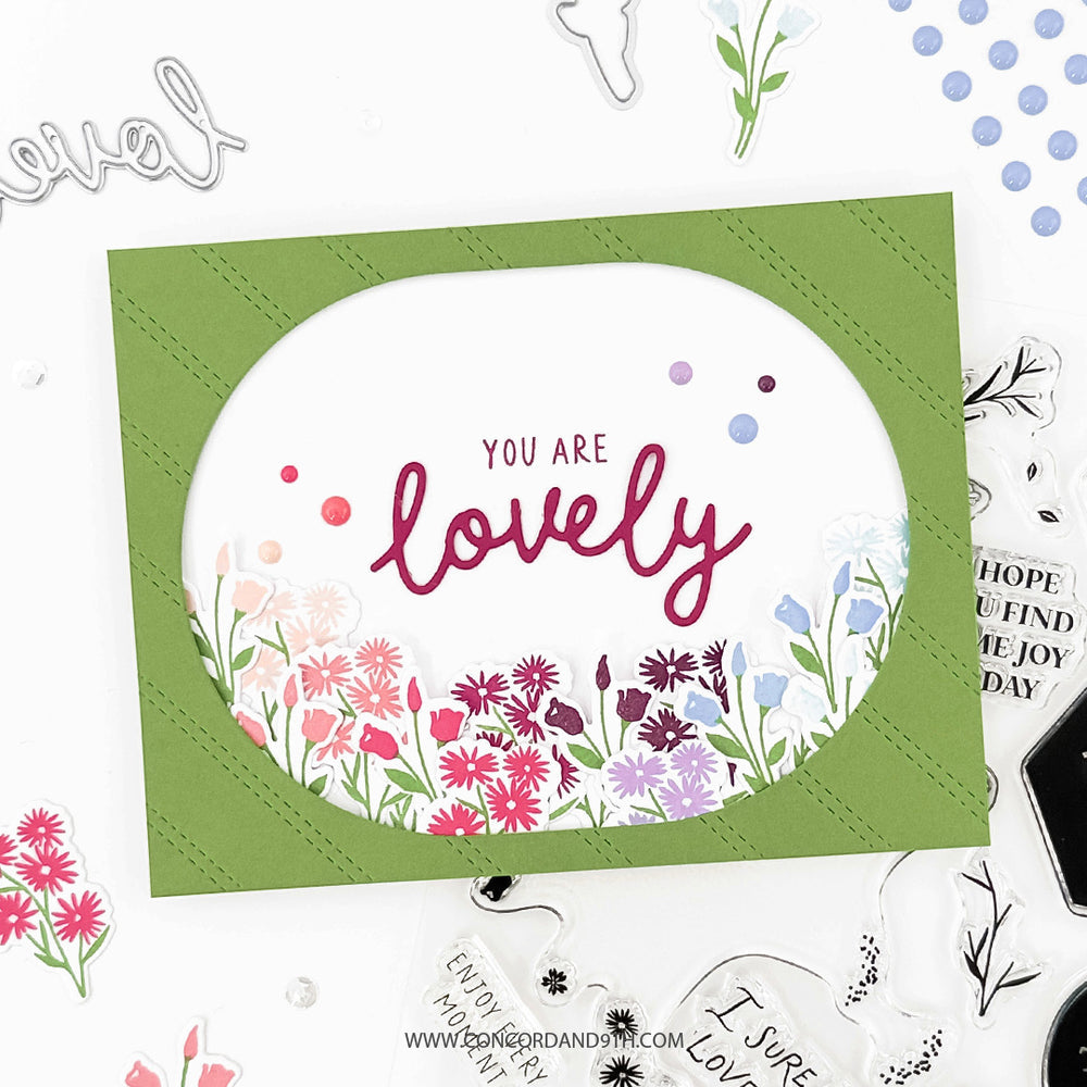 Concord & 9th Bouquet Turnabout Stamps and Dies Bundle You Are Lovely Card