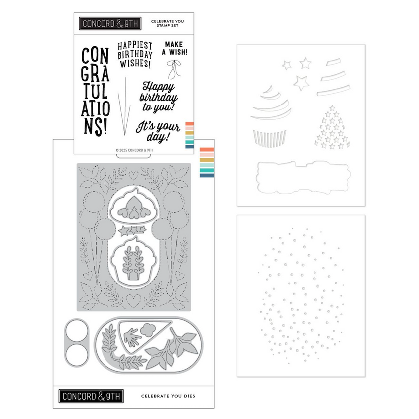 Concord & 9th Celebrate You Stamps Dies and Stencils Bundle – Simon ...