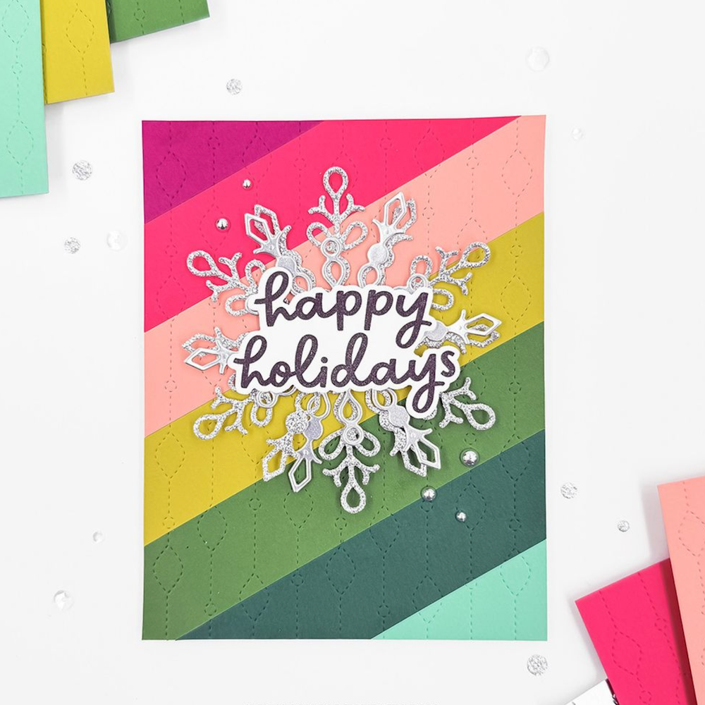 Concord & 9th Chandelier Card Front Die 13043 happy holidays