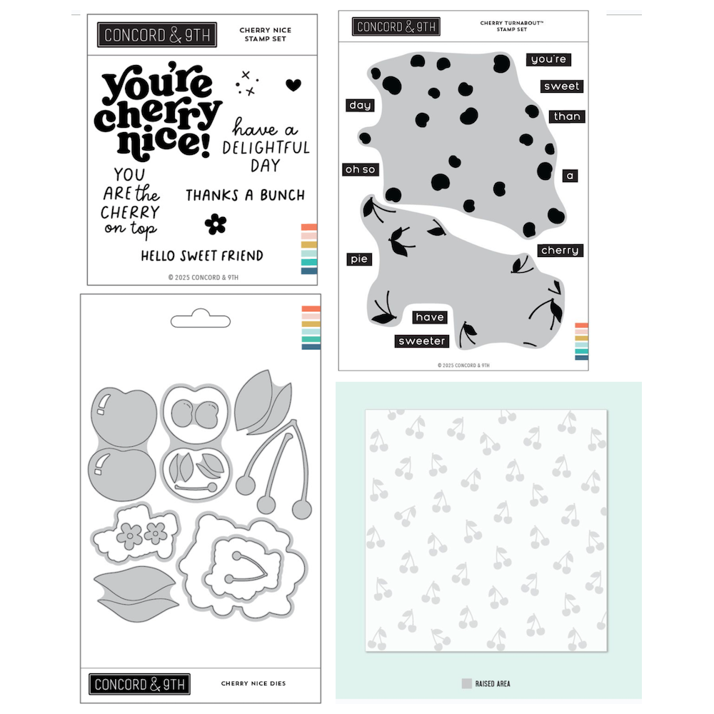 Concord & 9th Cherry Nice Stamp Die Turnabout and Embossing Folder Bundle