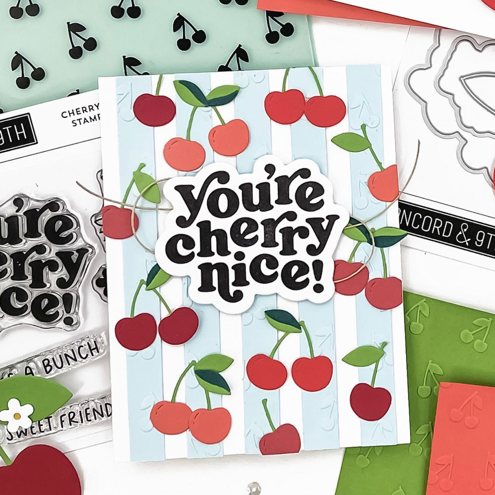 Concord & 9th Cherry Nice Stamp Die Turnabout and Embossing Folder Bundle fruit