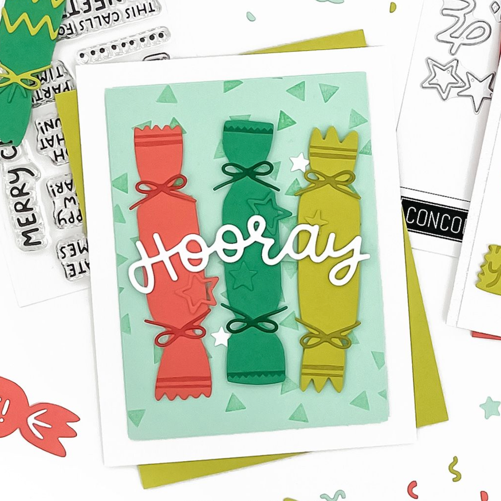 Concord & 9th Christmas Crackers Clear Stamp Set 12583 hooray
