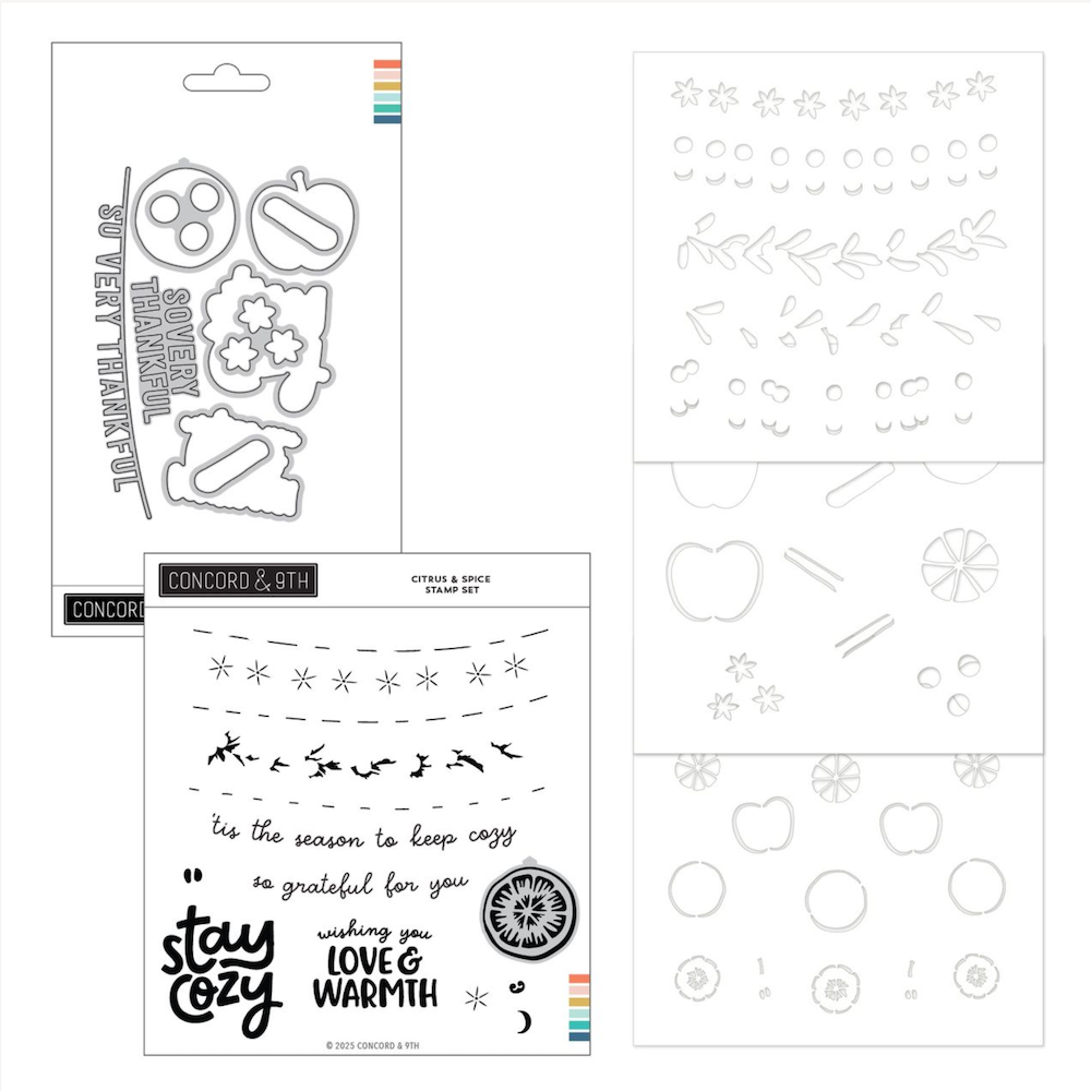 Concord & 9th Citrus & Spice Stamp Die and Stencil Bundle